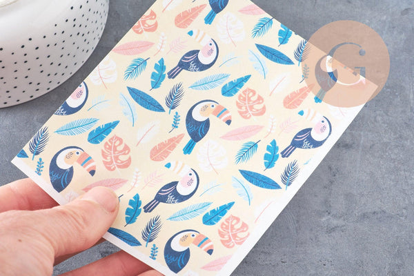 Feuille de transfert polymère –Toucans 14x10 cm, x1 (G10770)