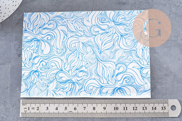 Feuille de transfert polymère – Vagues bleues 14x10 cm, x1 (G10790)