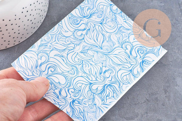 Feuille de transfert polymère – Vagues bleues 14x10 cm, x1 (G10790)