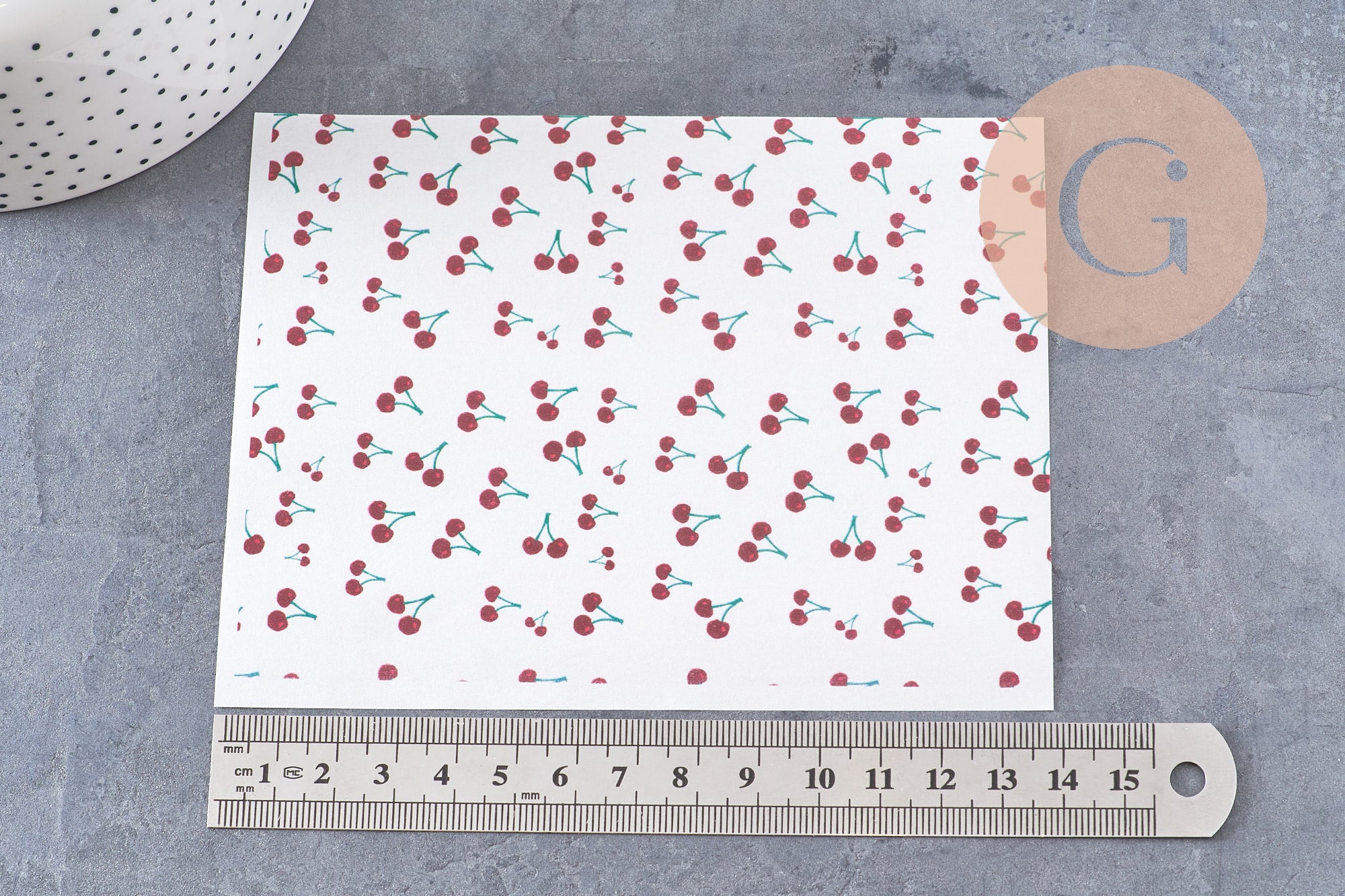 Feuille de transfert polymère – cerises 14x10 cm, x1 (G10765)