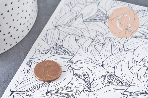 Feuille de transfert polymère – fleurs tropicales 14x10 cm, x1 (G10786)