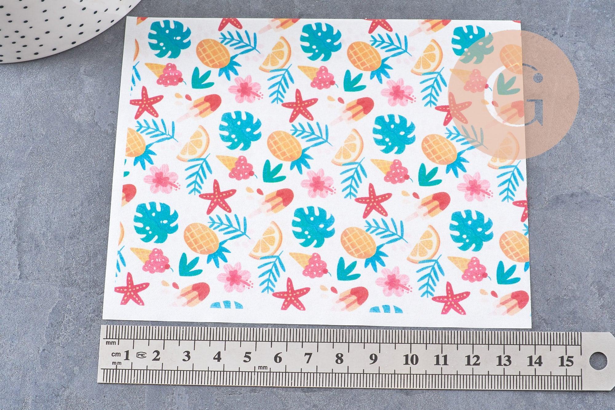 Feuille de transfert polymère – motifs vacances glace étoile de mer 14x10 cm, x1 (G10769)