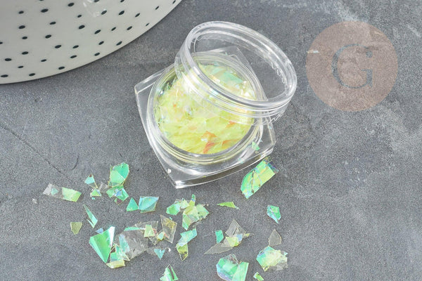 Feuille holographique jaune création de bijoux, boite de 0.3 grammes, jesmonite ou création pâte polymère, x1 G9221