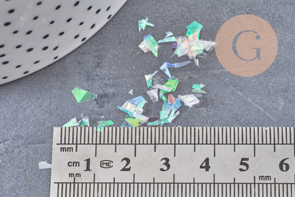 Feuille holographique pour création de bijoux, inclusion résine ou création pâte polymère, x1 boite de 0.3 grammes (G5898)