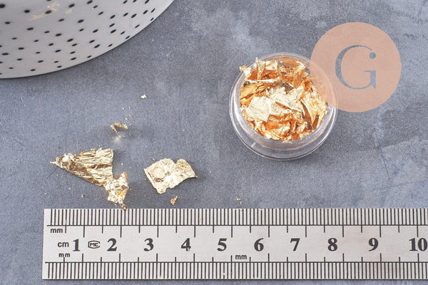 Feuille métal doré, feuille d'or pour création de bijoux, inclusion résine ou création pâte polymère, boite de 4 gr, x1 (G3504)