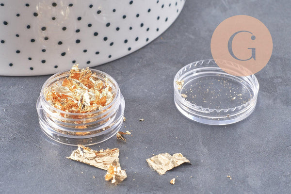 Feuille métal doré, feuille d'or pour création de bijoux, inclusion résine ou création pâte polymère, boite de 4 gr, x1 (G3504)