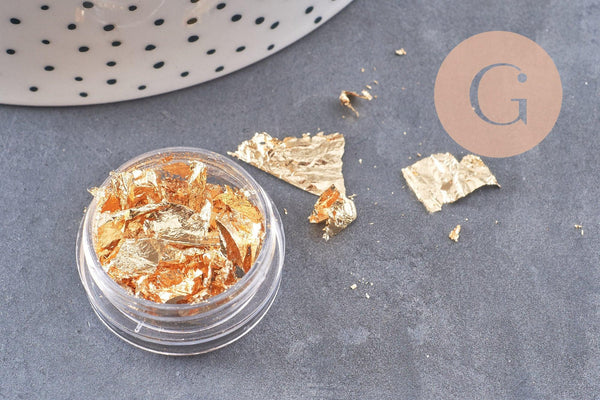 Feuille métal doré, feuille d'or pour création de bijoux, inclusion résine ou création pâte polymère, boite de 4 gr, x1 (G3504)