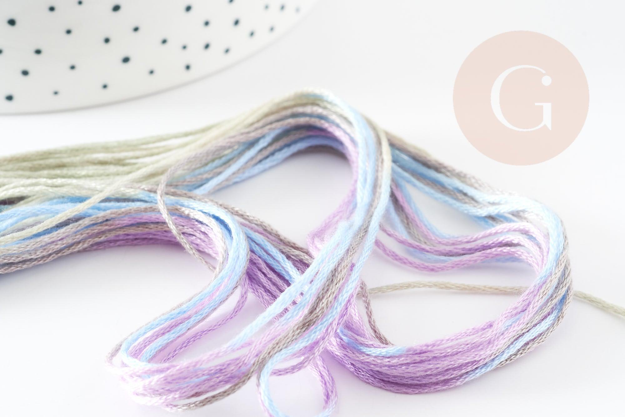 Fil à broder polyester dégradé bleu violet vert 0.5mm, fil original, pour bracelet brésilien, fil à broder ou scrapbooking, x8 mètres G9355