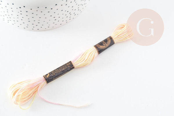 Fil à broder polyester dégradé jaune rose 0.5mm, fil original, pour bracelet brésilien, fil à broder ou scrapbooking, x8 mètres G9356