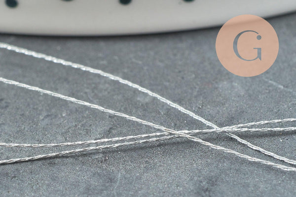 Fil argent métallisé 0.4mm, x5 Mètres (G1860)