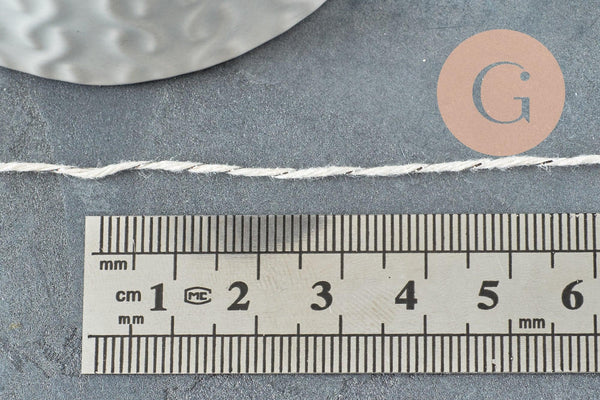Fil blanc argent 1mm, bobine de 30 mètres, x1 (G2451)