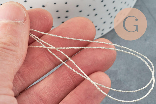 Fil blanc ivoire métallisé,fil original, fil Couture broderie,fil or, diamètre 0.8mm, x5 ou x10 Mètres ,G1859