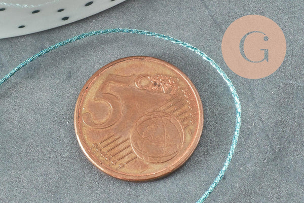 Fil bleu métallisé nylon à broder-couture-bijoux 0.8mm, x5 Mètres (G0505)