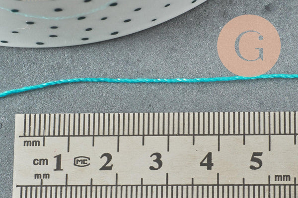 Fil bleu turquoise nylon pour broderie couture bijoux 0.8mm, x10 Mètres (G1655)