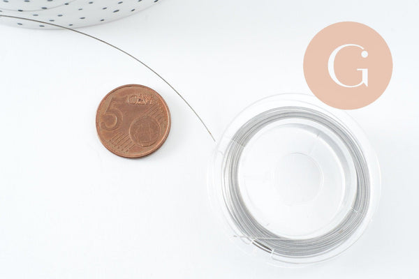 Fil câblé gainé acier inoxydable 0.45mm, x1 bobine de 10 mètres (G9763)