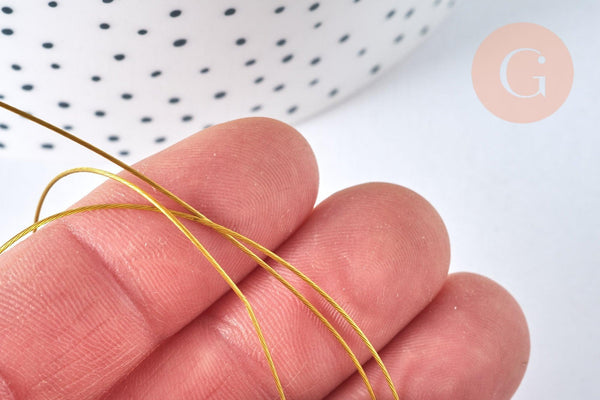 Fil câblé gainé acier inoxydable doré 0.6mm,x1 Bobine de 10 mètres (G6777)