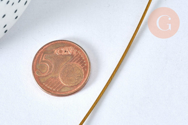 Fil câblé gainé acier inoxydable doré 1mm,Fabrication bijoux, fil gainé métal, creation bijoux,1mm, x 2 mètres (G6780)