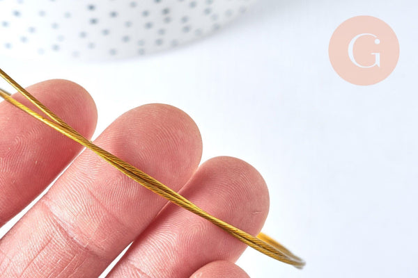 Fil câblé gainé acier inoxydable doré 1mm,Fabrication bijoux, fil gainé métal, creation bijoux,1mm, x 2 mètres (G6780)