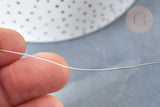 Fil d'acier inoxydable platine argenté 0.5mm, x1 Mètre (G8195)