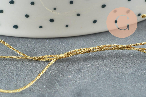 Fil doré métallisé or clair polyester à broder-couture-bijoux 0.8mm, x5 mètres (G4419)