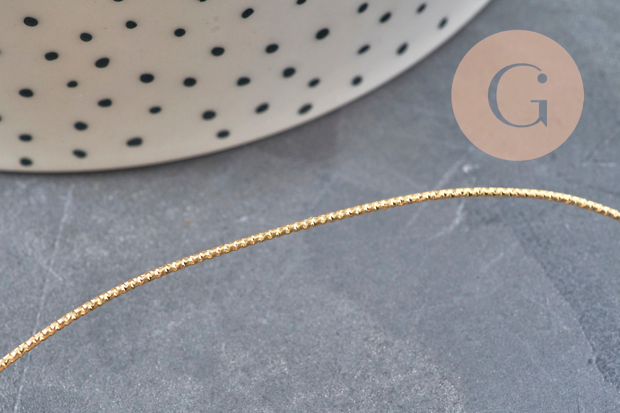 Fil métallique cuivre doré 18K torsadé 1mm, x1 mètre (G11243)