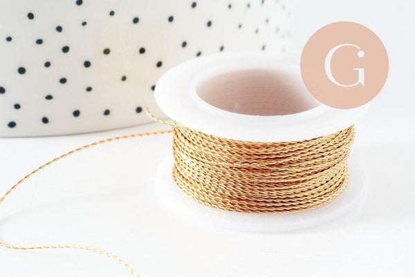 Fil métallique cuivre doré torsadé 0.6mm,x1 mètre (G9637)