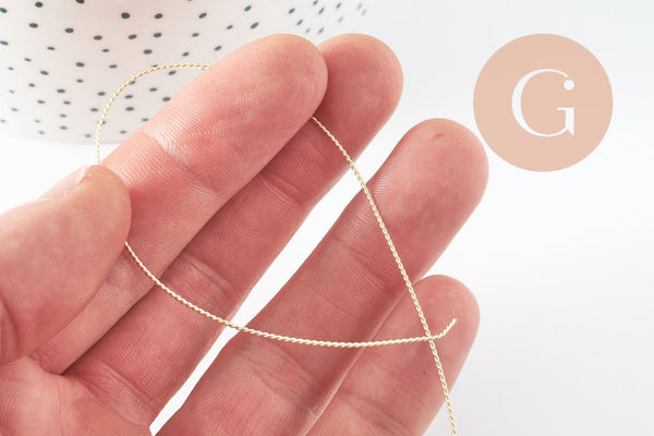 Fil métallique laiton doré torsadé 0.8mm, x1 mètre (G9642)