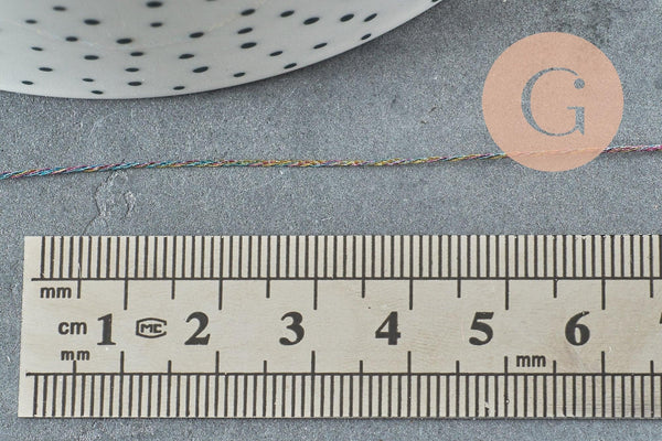 Fil multicolore métallisé arc-en-ciel 0.6mm, x5 ou x10 Mètres (G1549)