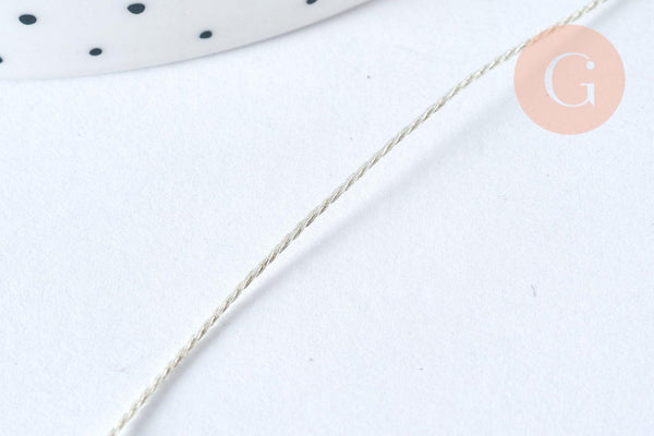 Fil nylon effet métallisé argent , fabrication bijoux,création bijoux,ruban mariage,Largeur 1mm,longueur 1 m, G6813