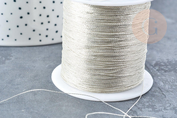 Fil nylon métallisé argent 0.3mm, fabrication bijoux,création broderie,les 5 mètres G8489
