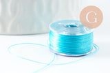 Fil pour tissage de perles delica miyuki nylon bleu turquoise 0.1mm, x1 rouleau (G10568)