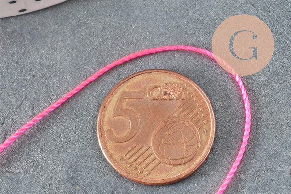 Fil rose fluorescent nylon pour broderie couture bijoux 0.8mm, x 10 mètres (G1748)