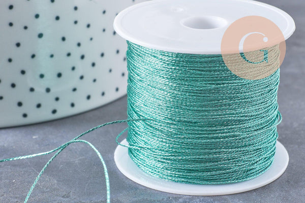 Fil vert or métallisé en polyester 0.4mm, x1 bobine de 50 mètres (G10064)
