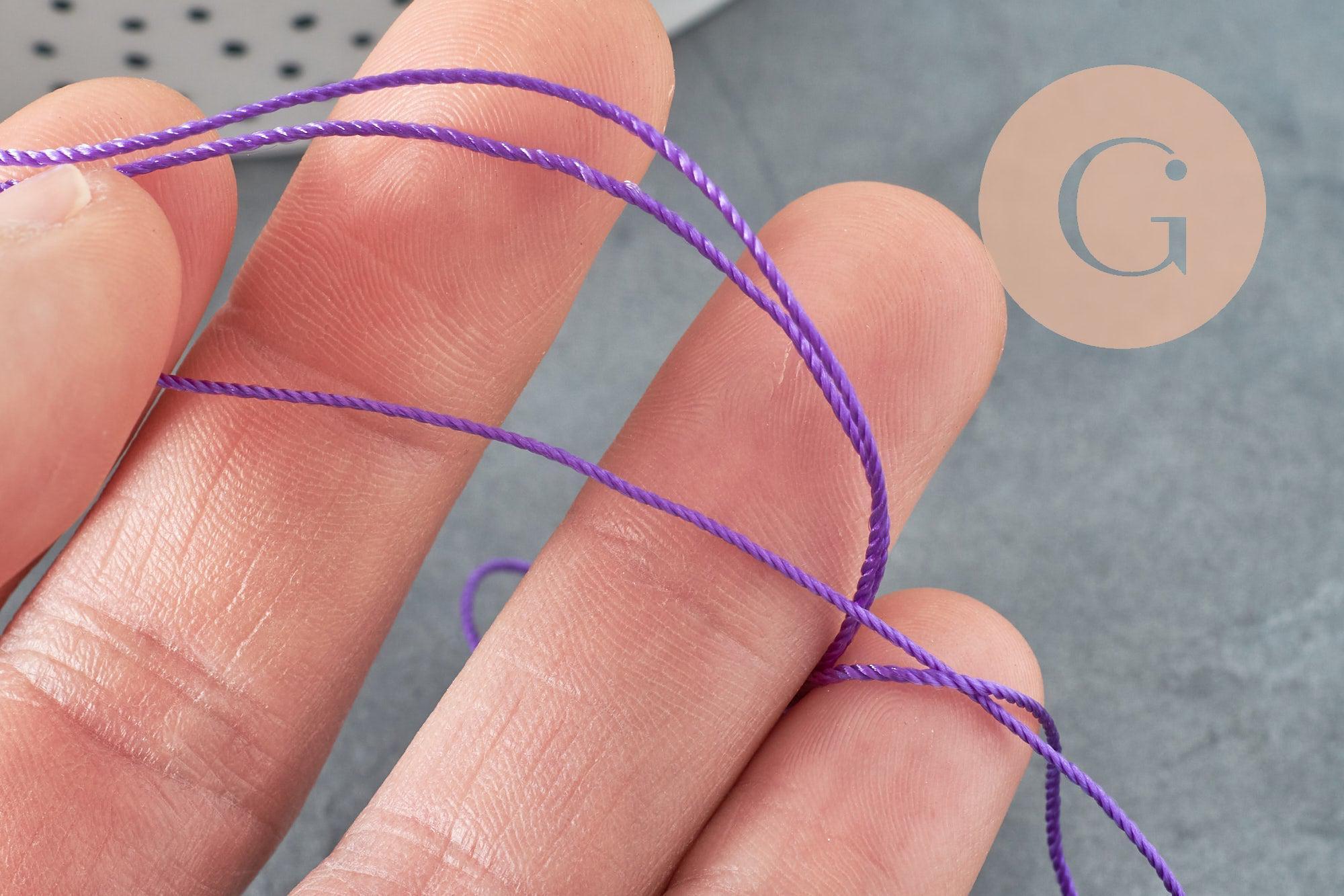 Fil violet nylon pour broderie couture bijoux 0.8mm, x 10Mètres (G1794)