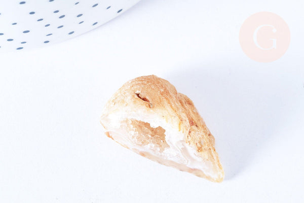 Géode agate naturelle brute beige avec cristaux 35-50mm, pierre naturelle brute, lithotherapie, pierre quartz non percée, x1 (G9083)