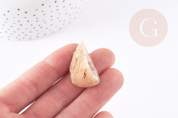 Géode agate naturelle brute beige avec cristaux 35-50mm, pierre naturelle brute, lithotherapie, pierre quartz non percée, x1 (G9083)