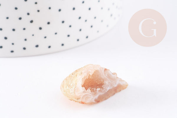 Géode agate naturelle brute beige avec cristaux 35-50mm, pierre naturelle brute, lithotherapie, pierre quartz non percée, x1 (G9083)