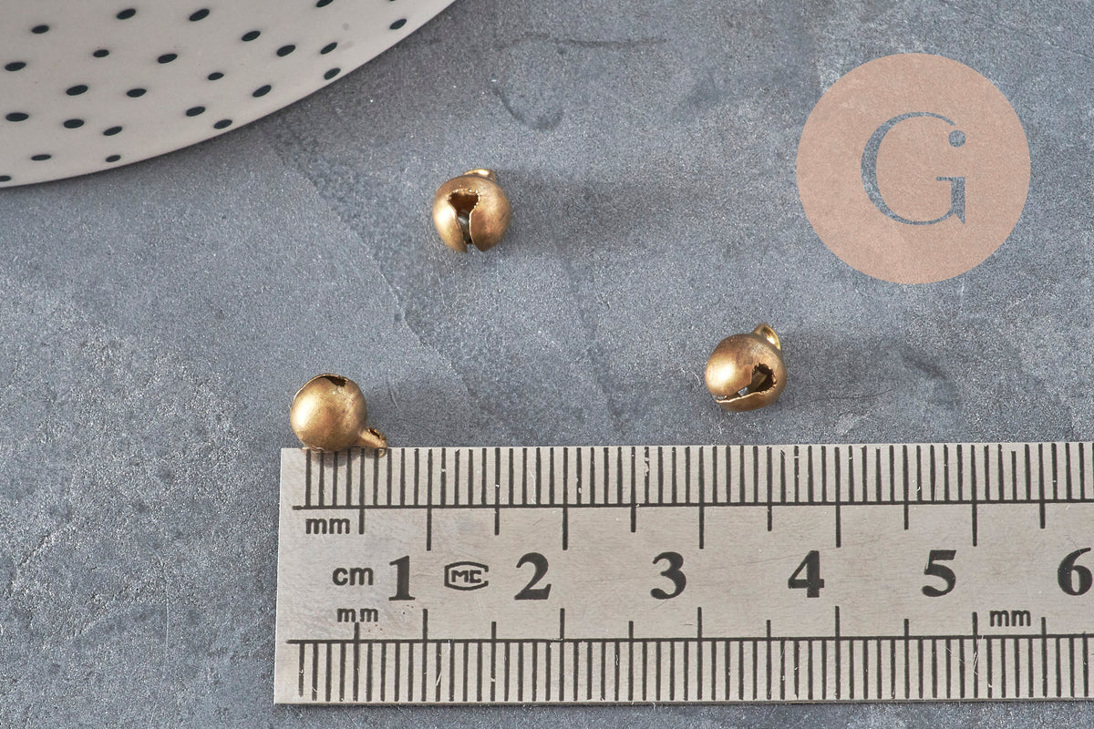 Grelot clochette laiton bronze 8mm, x10 (G11345)-Breloques et pendentifs-Gingerlily Perles