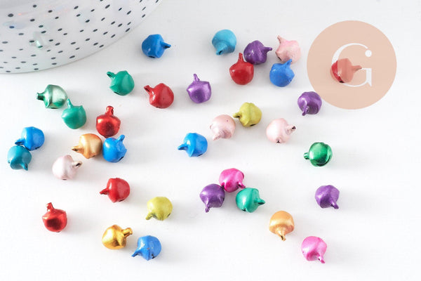Grelots clochettes multicolores, ,grelot metal, décoration noel,clochette aluminium, x20 (G2326)