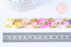Grosse Chaine acrylique multicolore et plastique doré 30x21mm, création dragonne lannière de sac, x1 mètre (G4964)