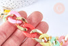 Grosse Chaine acrylique multicolore pastel et plastique doré,perle acétate, création bijoux,chaine plastique,23x16.5mm, x1 mètre (G4963)