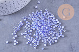 Grosse Perle rocaille rayé bleu blanc 3-3.5mm, x10gr (G10682)