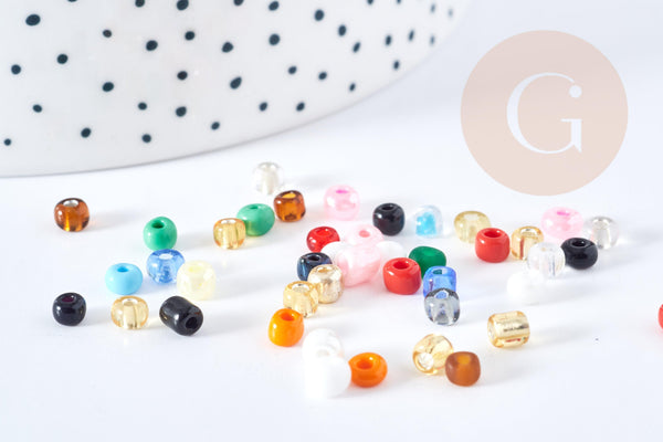 Grosse perles rocaille multicolore 4mm, x10g (G8644)