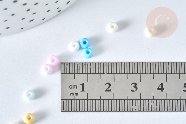 Grosses perles de rocaille verre multicolore pastel 4.5mm, x10Gr (G7401)