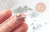 Grosses perles rocaille argent 4mm, x10 Gr (G5401)