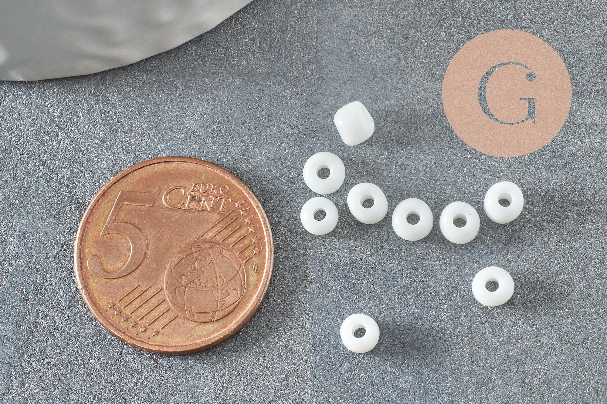 Grosses perles rocaille blanc 4mm, x 10Gr (G3819)