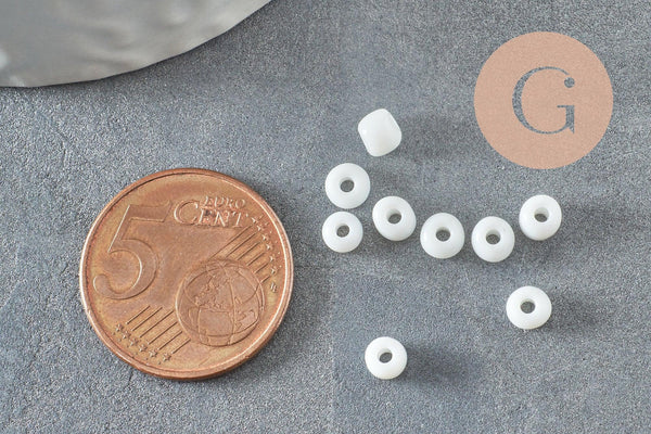 Grosses perles rocaille blanc 4mm, x 10Gr (G3819)