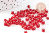 Grosses perles rocaille rouge transparente argent 4mm, x10gr (G3734)