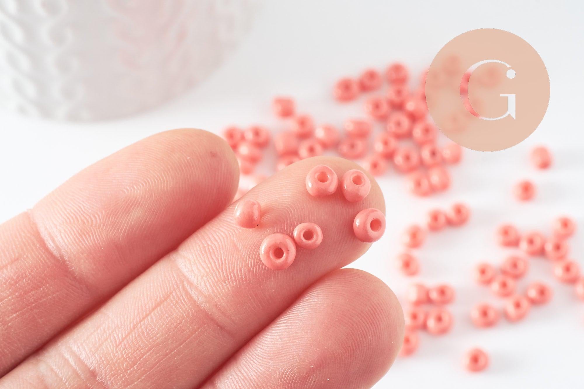 Grosses perles rocaille rose clair 4mm, x10g (G5392)