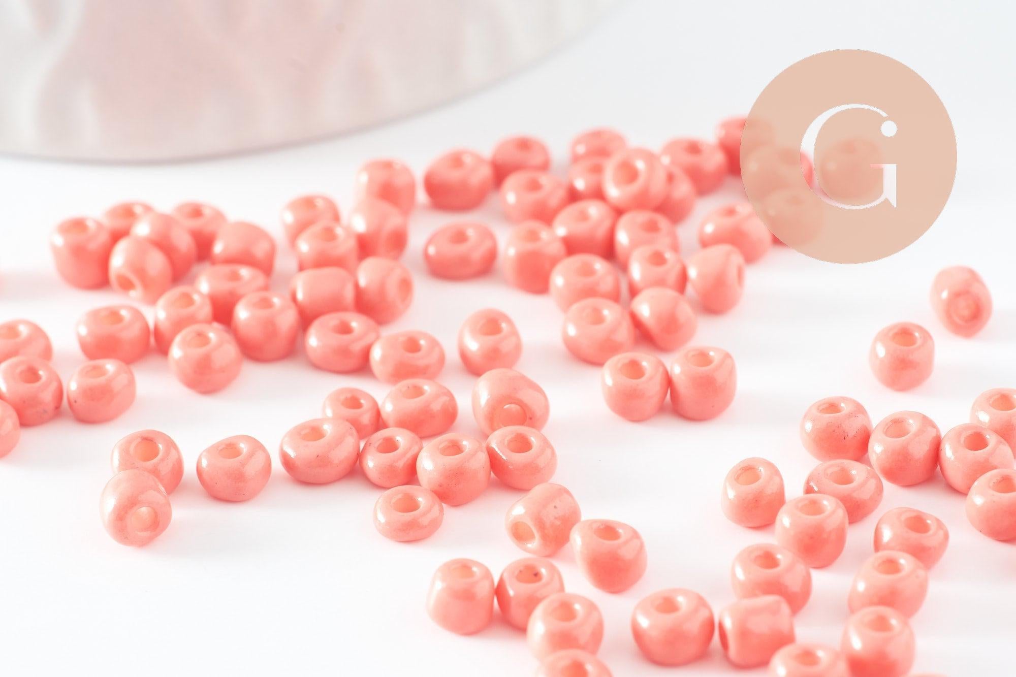 Grosses perles rocaille rose clair 4mm, x10g (G5392)